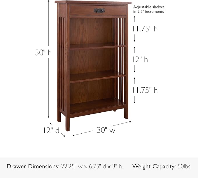 Leick Home 82262 Mission Mantel Height Bookcase