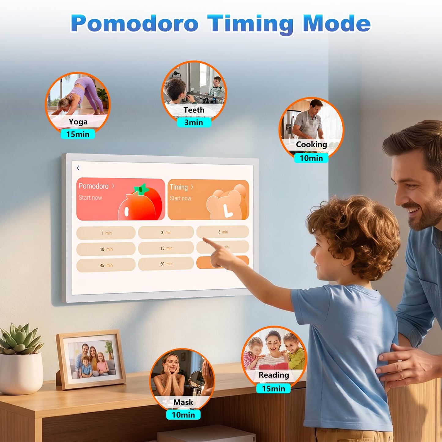 27" Digital Calendar Picture-Frame for-Wall-Planner – Touchscreen Electronic Calendar for Family Meal Schedules, No Subscription, Sync Online Cal, Chore Charts, Star Reward, Wall Mounted, Gift for Dad