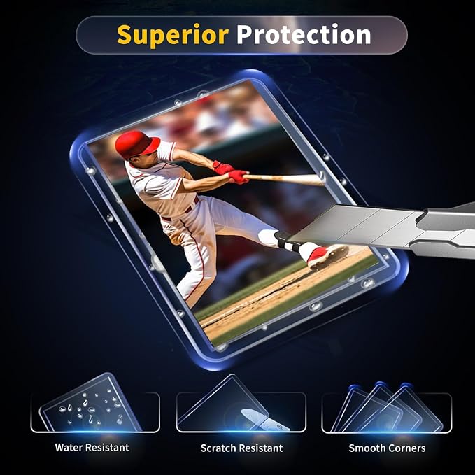200 Card Sleeves Hard Plastic, Premium Baseball Card Sleeves, 3" x 4" Trading Cards Holder, Sports Football Game Cards Protectors Top Cases (100 Hard Sleeve + 100 Soft Sleeve)