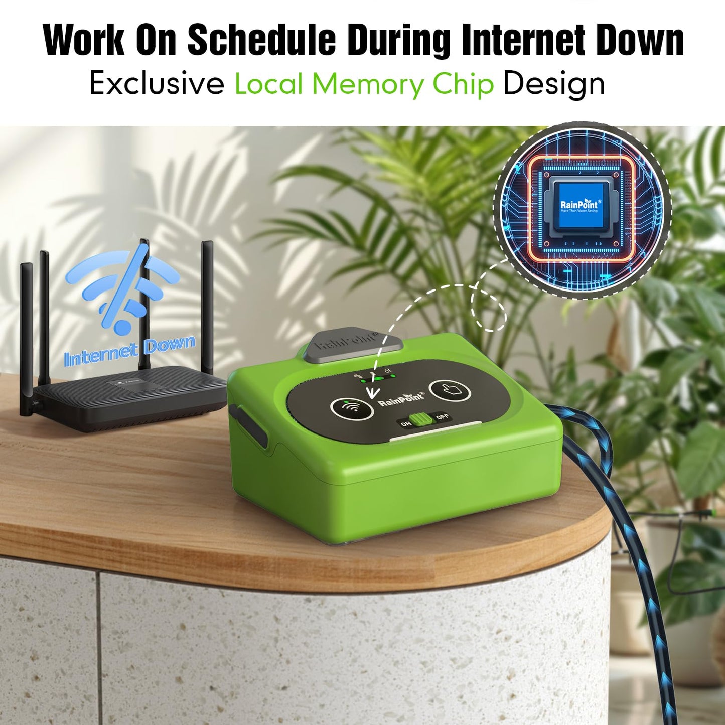 RAINPOINT Direct WiFi Automatic Plant Waterer System,APP Control WiFi-Enable Smart Indoor Drip Irrigation Kit,Rechargeable Battery Backup Local Storage Push&Email Notification Water 10-15 Plants