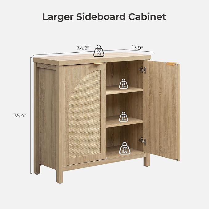 SICOTAS 68" W Rattan Sideboard Buffet Cabinet