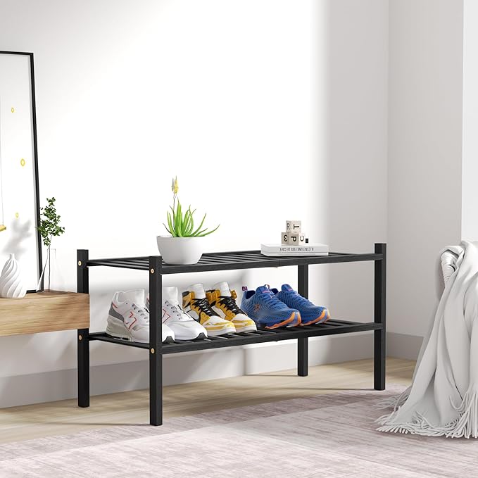 ROMGUAR CRAFT 2 Tier Bamboo Shoe Rack