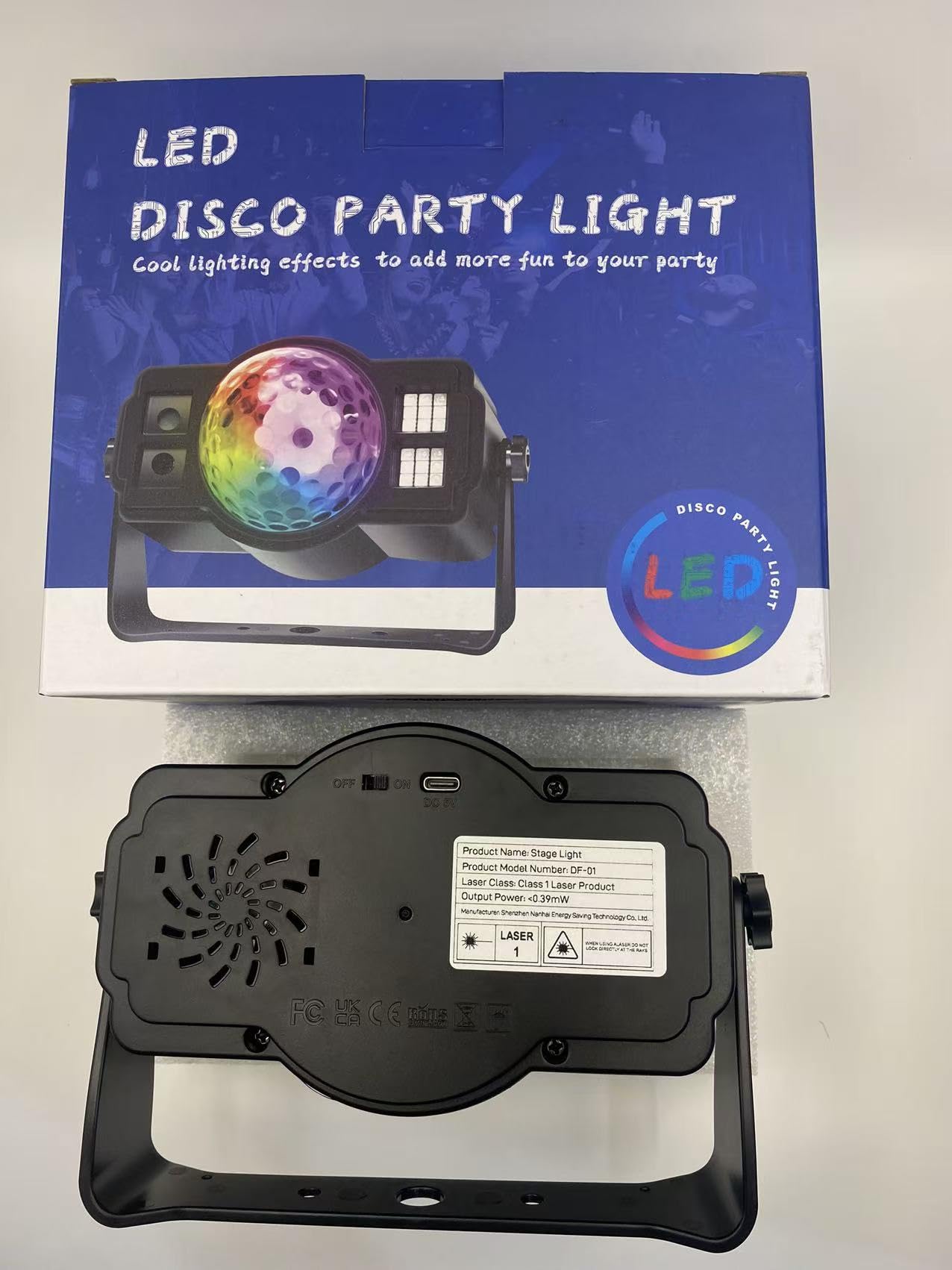 3-in-1 Disco Ball Party Lights, Sound Activated DJ Strobe Light with 60 Patterns, USB Powered Disco Light Projector for Room Decor, Glow Party Supplies, Birthday, Christmas, Halloween
