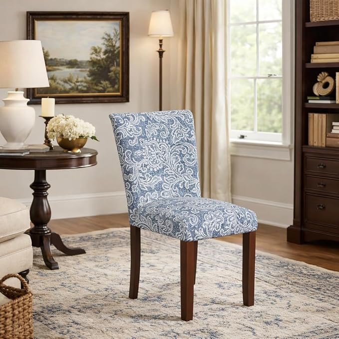 HomePop Classic Parsons Dining Chair -Denim Jacobean Print