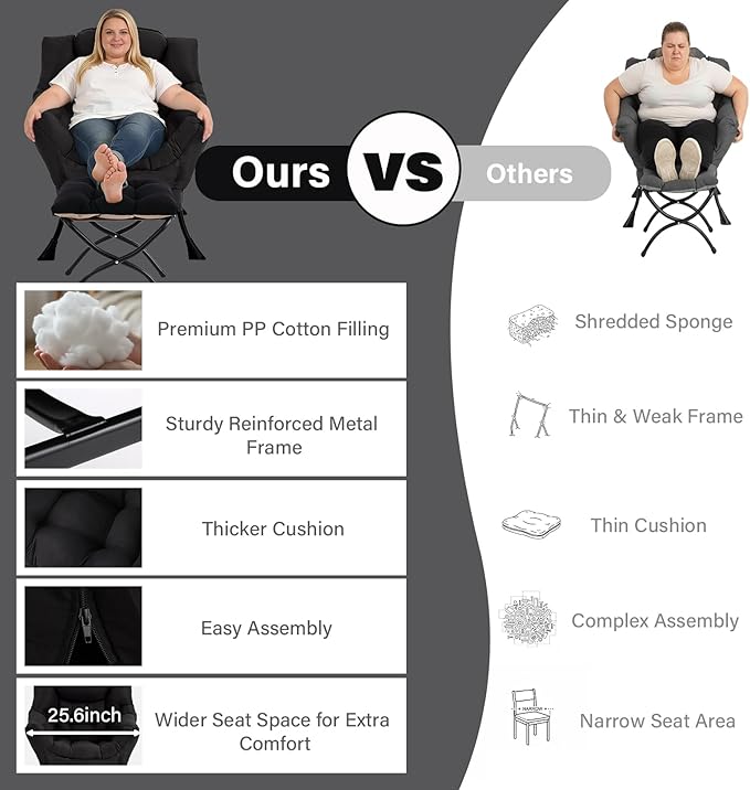MBOOYOME Lazy Chair with Folding Ottoman, Modern Accent Lounge Armchair with