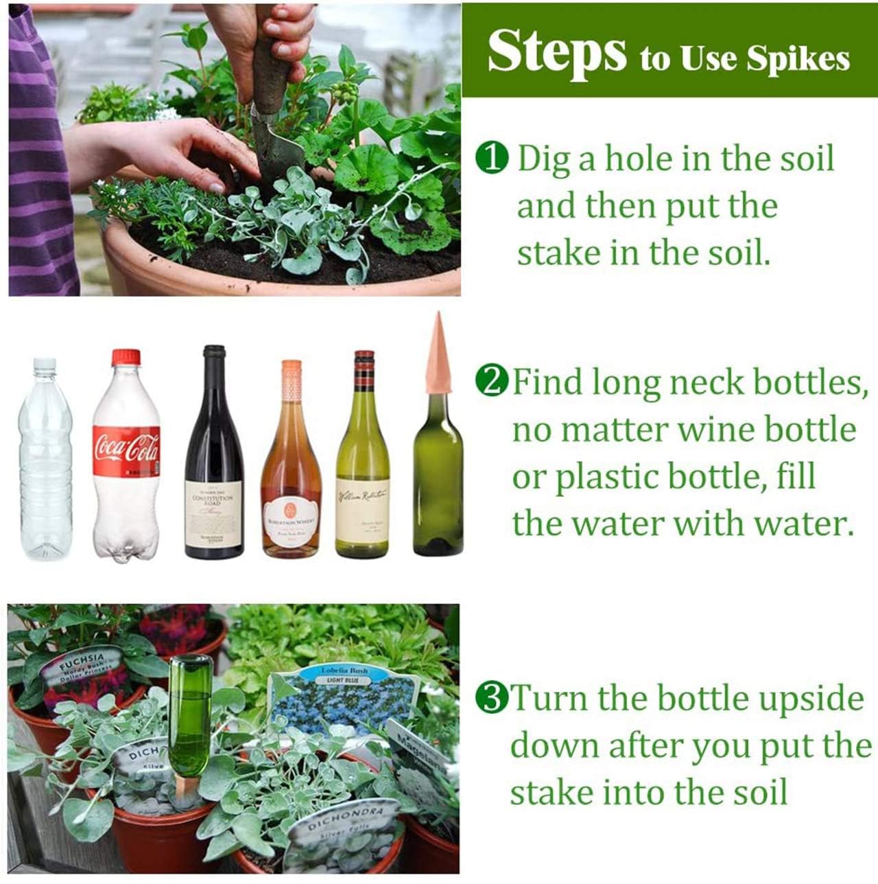 Plant Watering Devices 8 Pack Terracotta Vacation Plant Waterer Wine Bottle Watering Stakes Slow Release Plant Watering Spikes Self Watering Devices for Indoor Outdoor Plants (8)