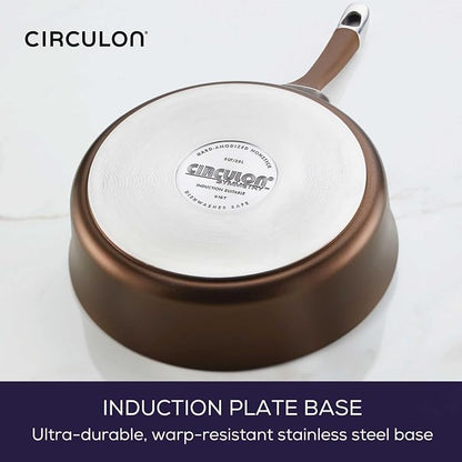 Circulon Symmetry Dishwasher Safe Hard Anodized Nonstick Cookware Pots and Pans Set, 11-Piece, Chocolate