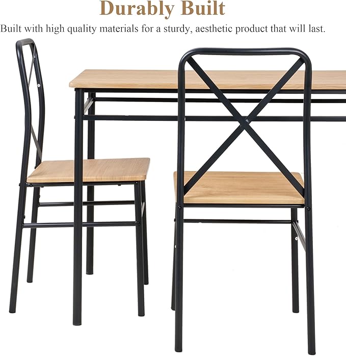 VECELO Dining Table Set for 4, 5-Piece Wood Kitchen Table
