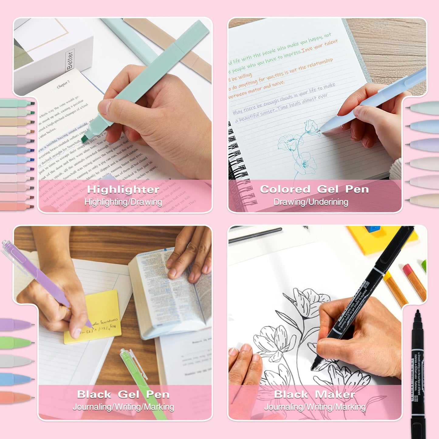 HRFGWDD Bible Study Supplies Kit for Women 96PCS Bible Journaling Kit with Bible Tabs for Women,Bible Highlighters and Pens, Bookmark, Journal, Bible Bag, Stationary Gift Set for Christian Girls