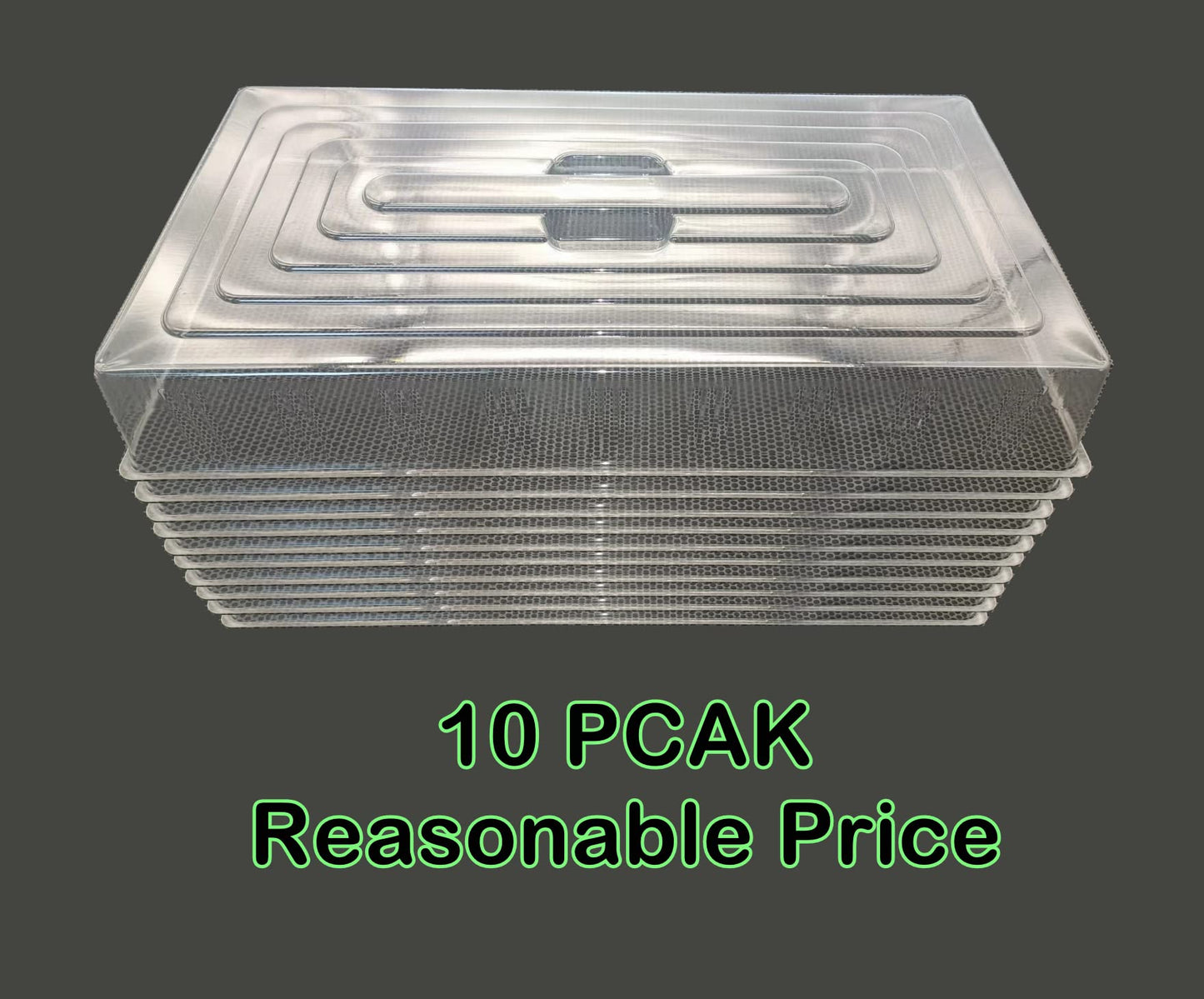 RooTrimmer 10 Pcs Humidity Dome, Plastic Clear Seed Starter Dome 1020 Tray Covers Humidifying and Insulating for Greenhouse Germination and Garden Growing (21.5"×11.5", 3.15" Height, 10-Pack)