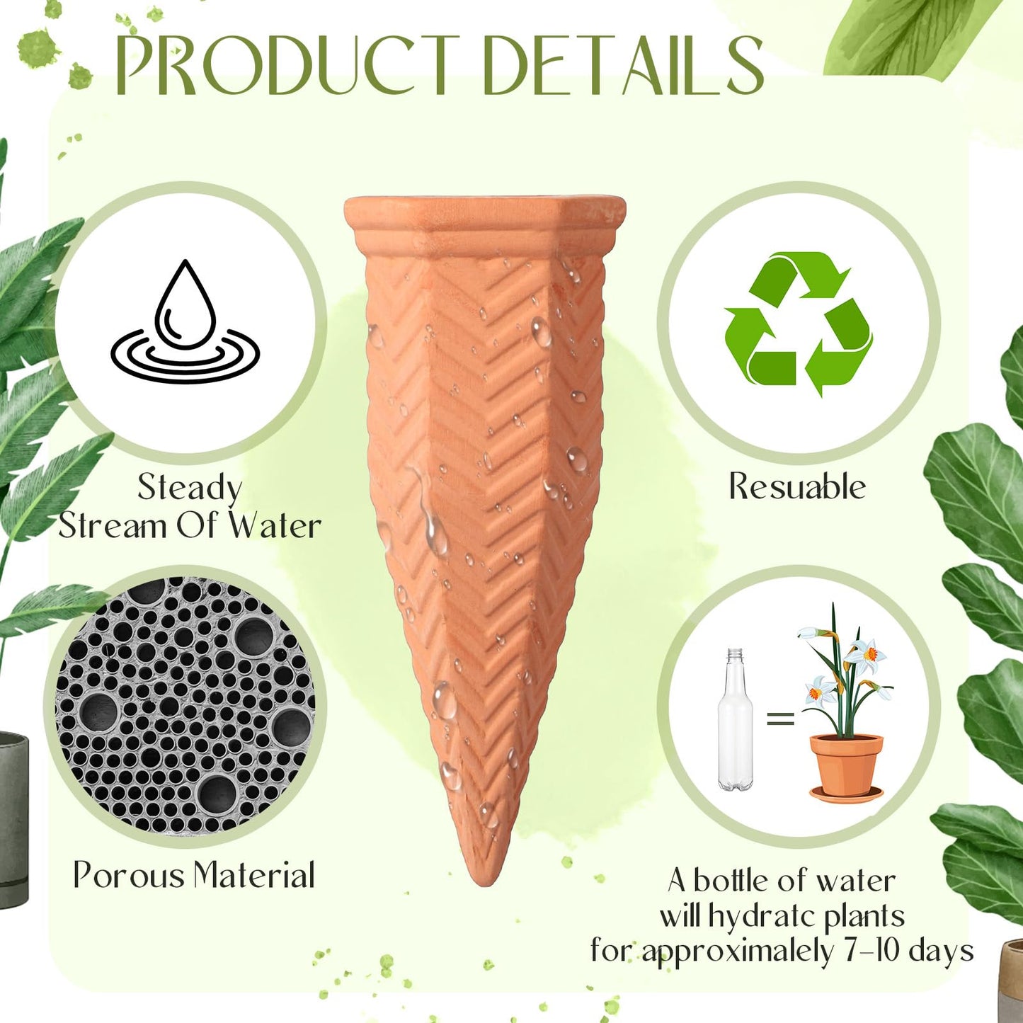 Baderke 8 Pack Plant Self Watering Spikes with 8 Pack 500 ml Plastic Wine Bottles, Automatic Terracotta Self Watering Devices for Garden Indoor Outdoor Plant
