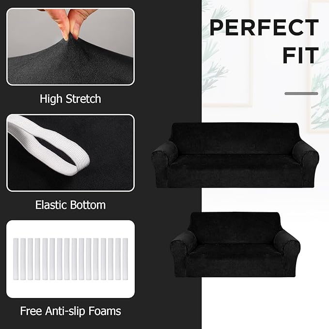 Peryiter 2 Pcs Sofa Covers Couch and Loveseat Covers Set Stretch Sofa Slipcover
