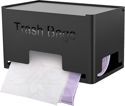 STWWO Extra Large Trash Bag Holder Dispenser, Metal Garbage Bag Dispenser Roll Holder,Trash Storage Organizer for Kitchen Laundry Room Under Sink, Wall Mounted or Freestanding, Black