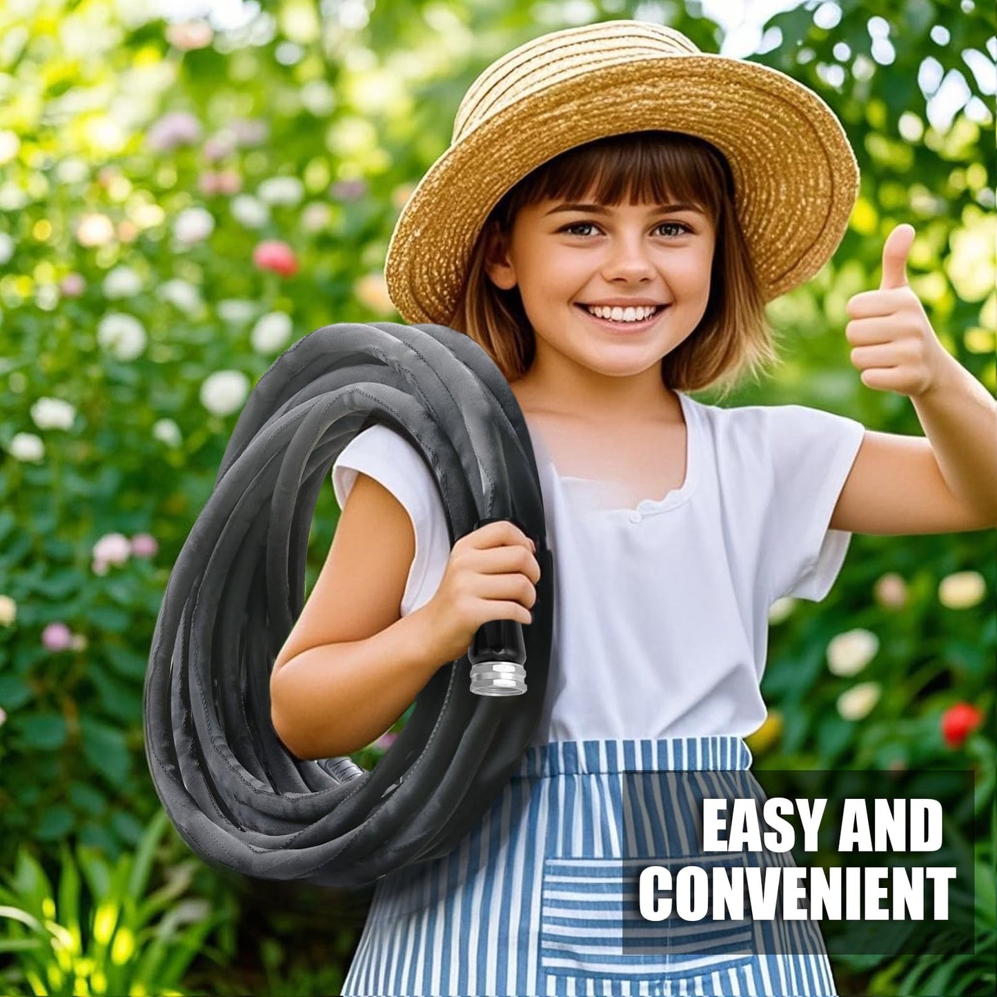 Relxitl Garden Hose 100feet, Water Hose with 10 Function Hose Nozzle, NON-Expandable Hose, Tough & Flexible, Lightweight, Crush Resistant Fittings, Kink & Tangle Free, Rust Proof for Watering