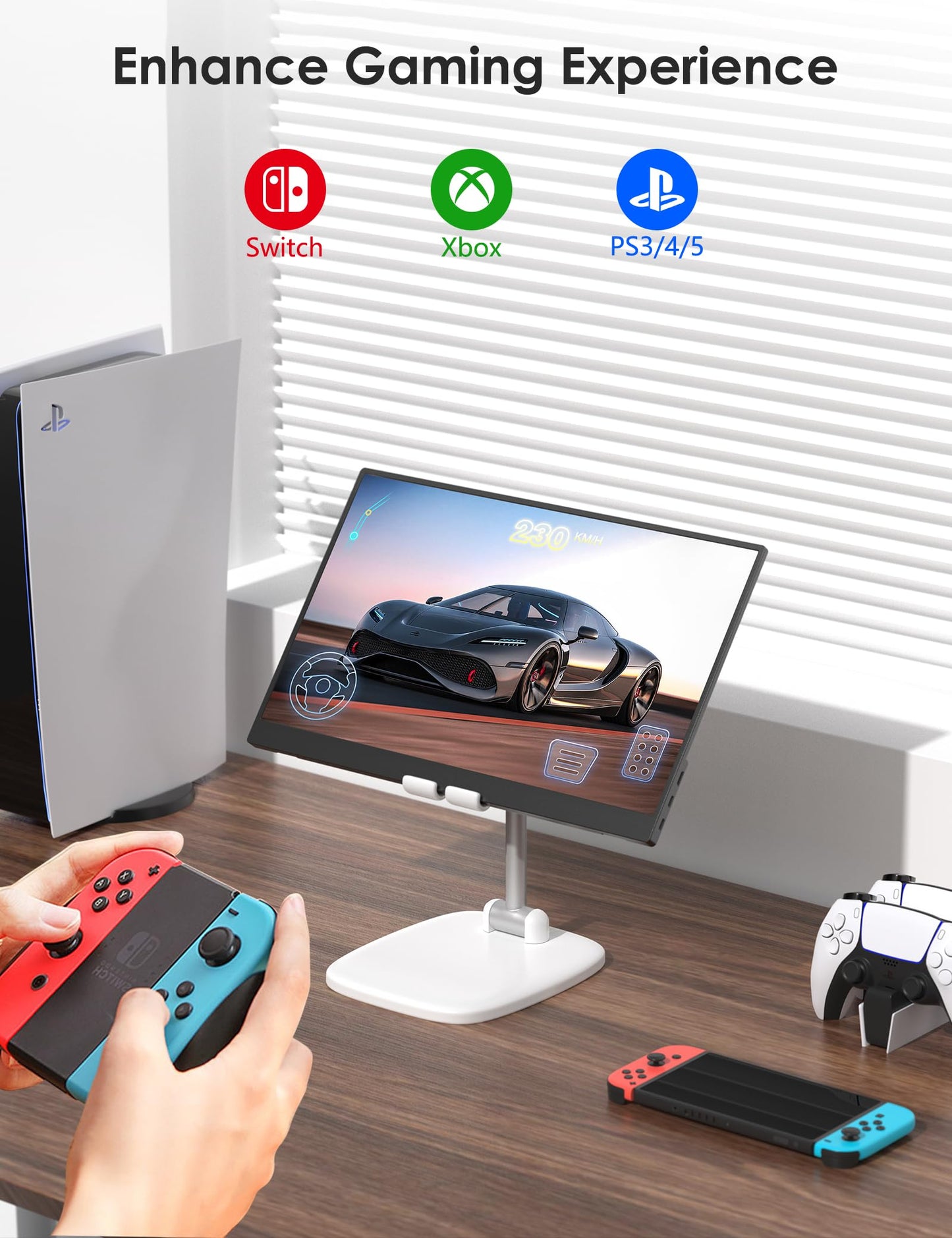 Anyuse 17.3" Portable Monitor, 1080P FHD, 144Hz, IPS HDR Screen, Travel Monitor for PC Mac Phone Xbox PS5 Switch Laptop, Smart Cover & Speakers