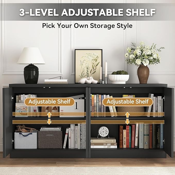 63'' Fluted TV Stand for TVs up to 75'', Modern Media Console