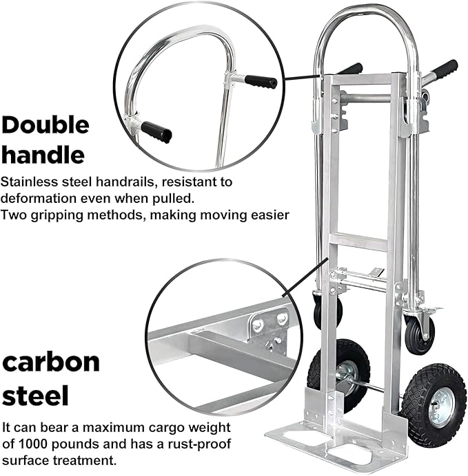 Silver Convertible Hand Truck Dolly Cart