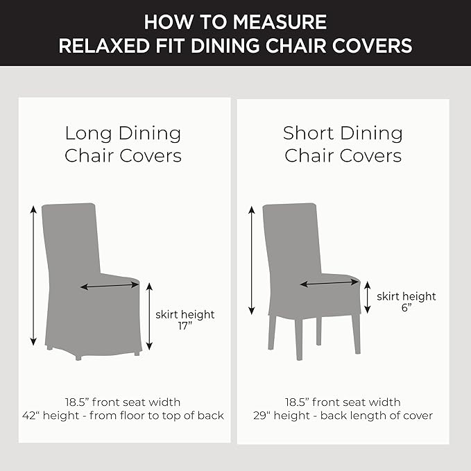 SureFit Cove Cotton Canvas Long Dining Room Chair Covers, Dining Chair Cover