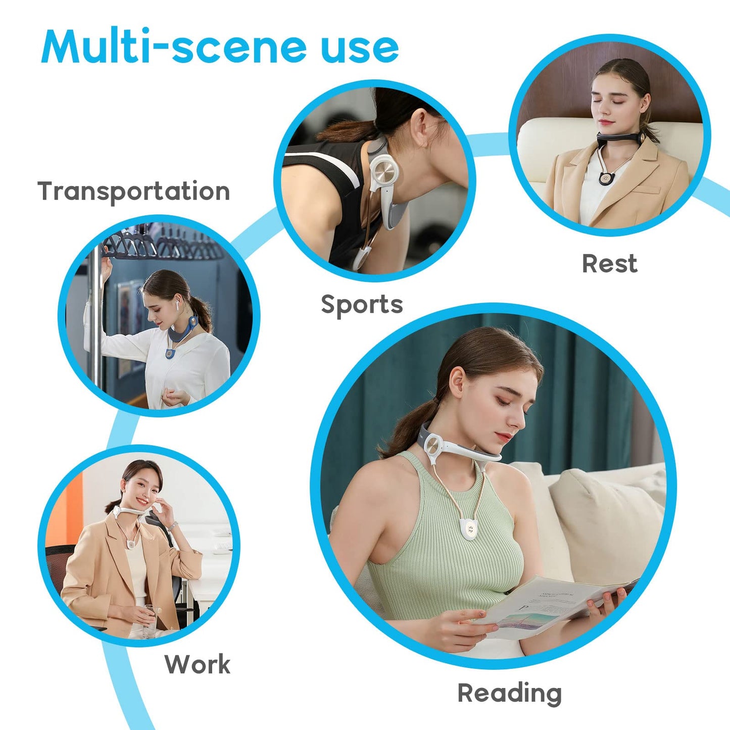 Neck Support, Adjustable Neck Brace, Neck Stretcher Exerciser Cervical, Neck Traction Device, Correction for Spine Pressure Neck Pain Relief Improving Forward Neck Posture (16.6-18.9 inchs Pink)