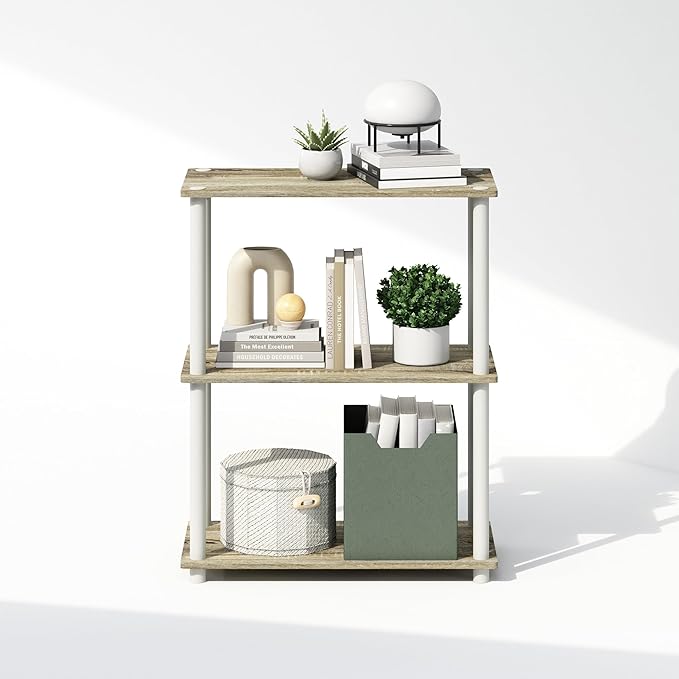 Furinno Turn-N-Tube Book Shelf, 3-Tier Bookshelf, Bookcase