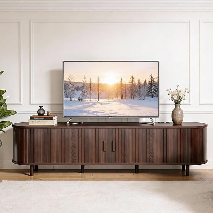 70" Mid Century Modern TV Stand, Wood TV Consoles