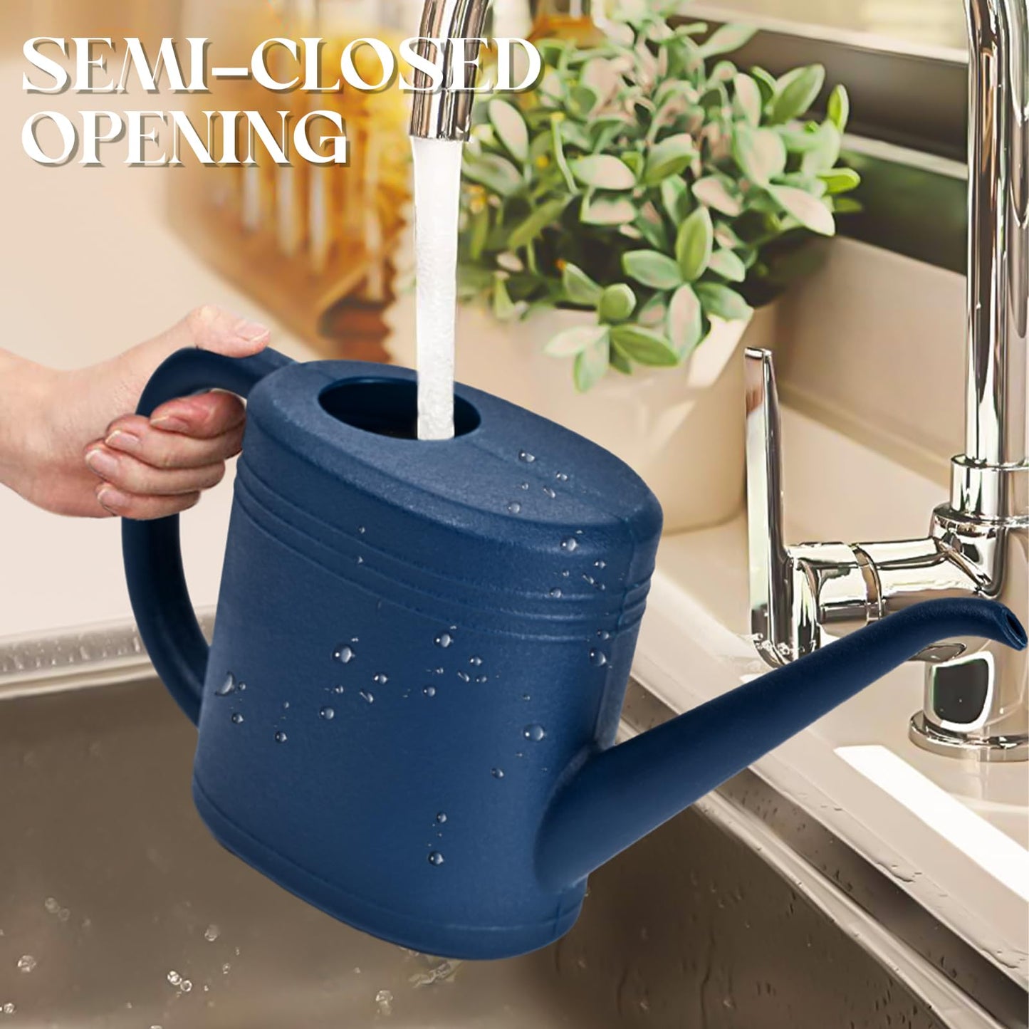 VKPLITE Watering Can for Garden Indoor Plants Outdoor Plant House Flower - 1/4 Gallon - Deep Blue