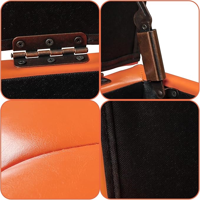 H&B Luxuries Tufted Leather Square Flip Top Storage Ottoman Cube Foot Rest