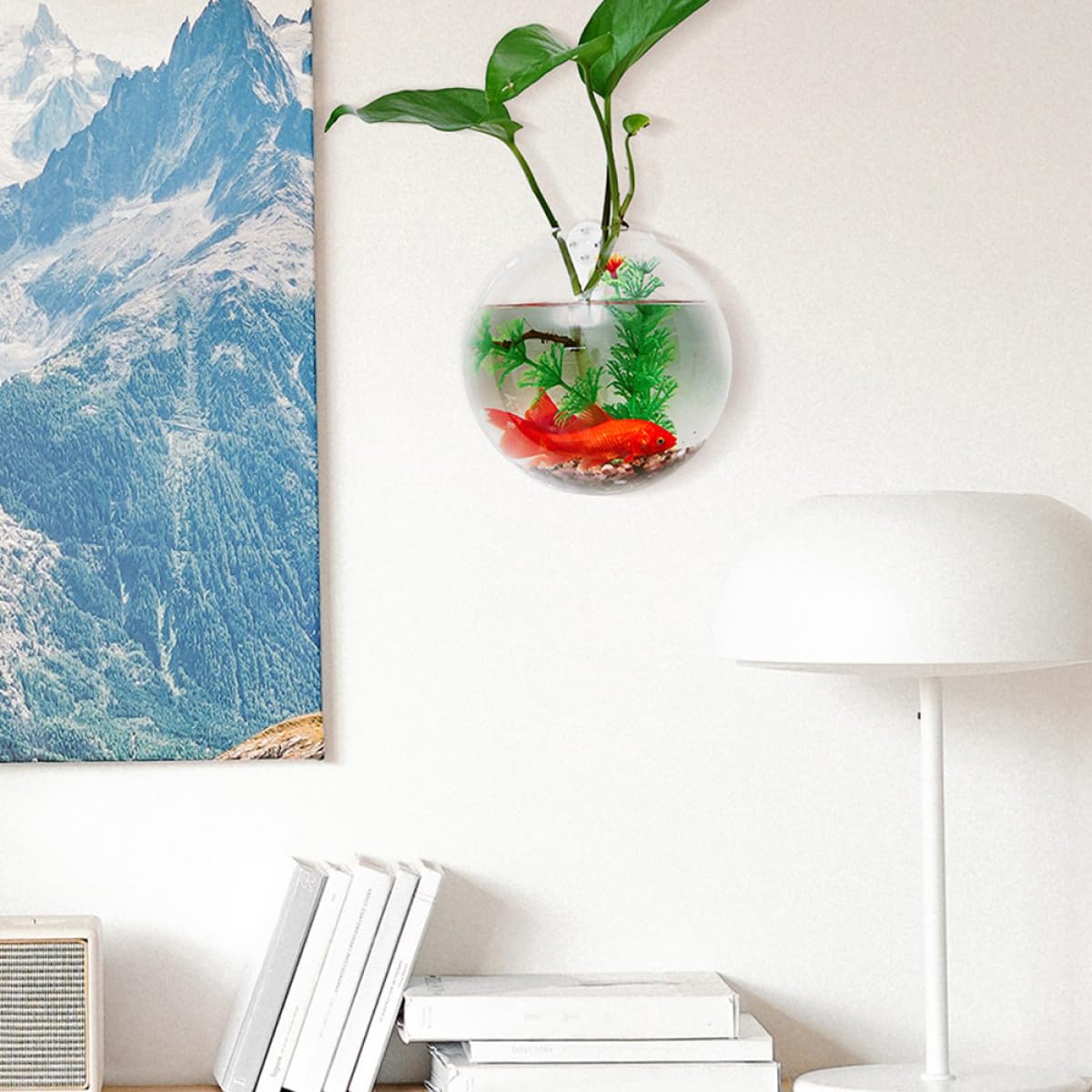 Ipetboom Wall Mounted Hydroponic Planter Vase Set, 4pcs Small 10cm Glass Hanging Terrarium with Invisible Nail and Crystal Mud for Indoor Plant Propagation and Home Décor