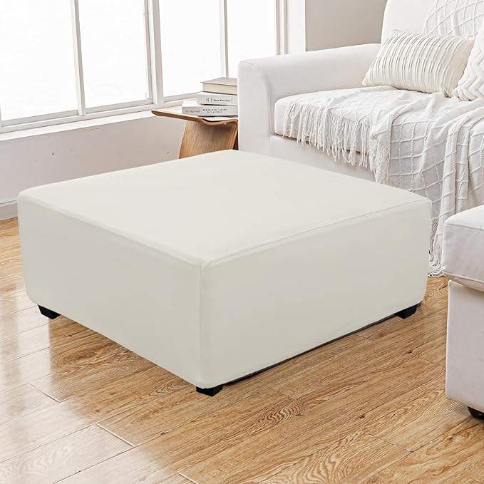 Super Stretch 40x40x15 inch Square Ottoman Cover- Soft Form Fit Ottoman Cover
