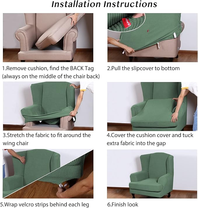Turquoize Wingback Chair Covers 2 Piece Wing Chair Slipcover Stretch Slipcovers