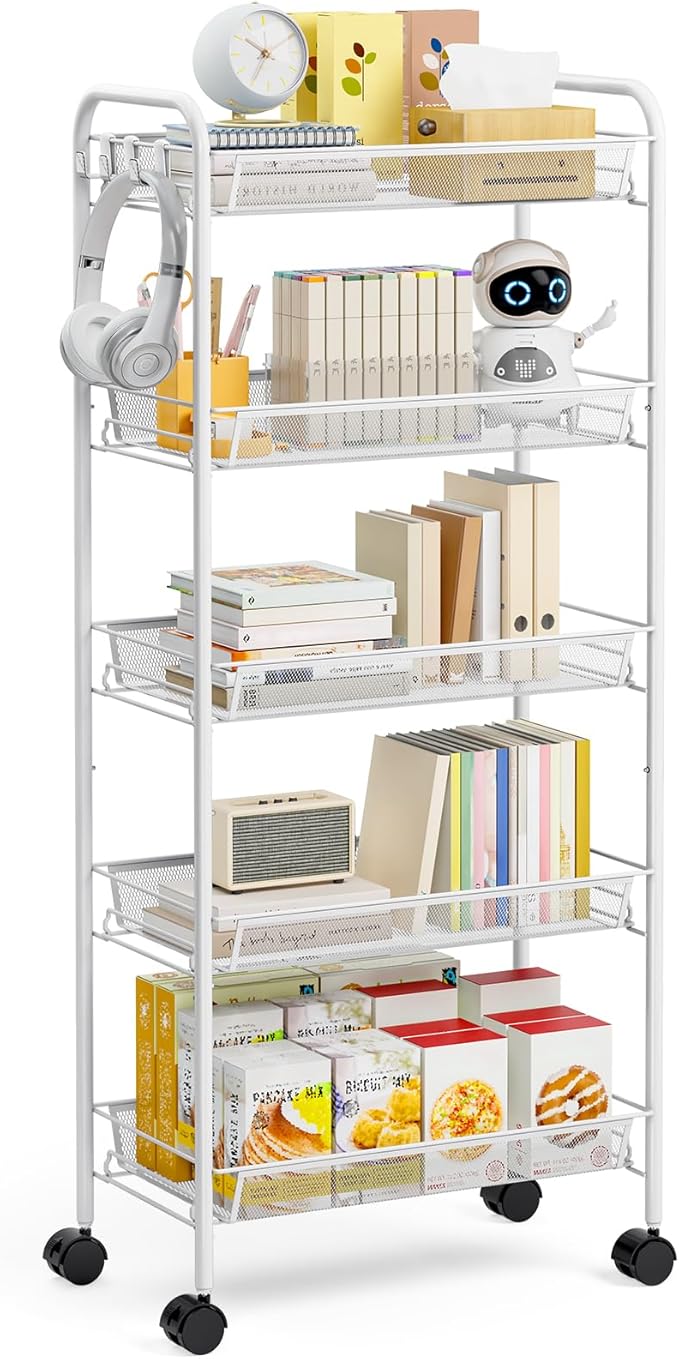 TOOLF 5-Tier Rolling Cart, Metal Utility Cart