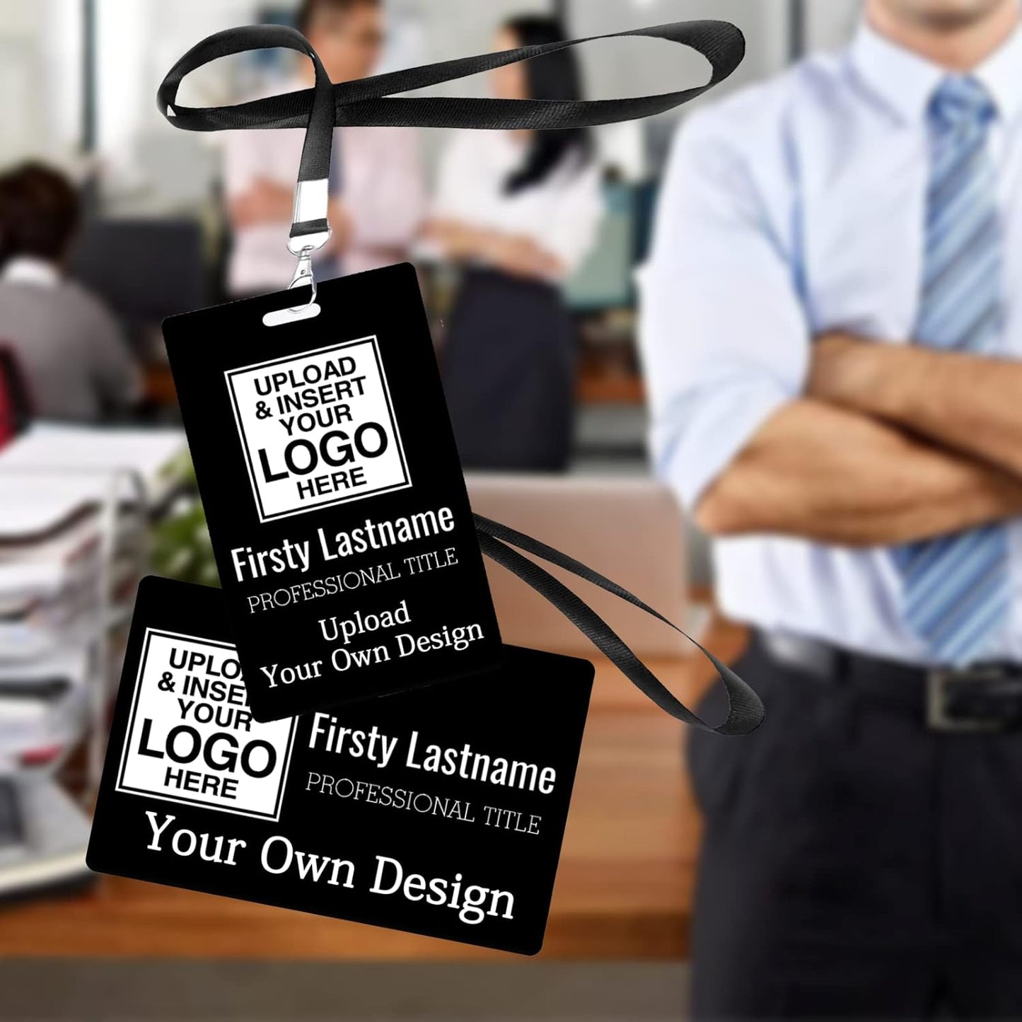 Custom Id Badge, Personalized Employee Photo Identification Card with Lanyard, Durable ID Card for Office Worker Doctor Nurse Student-Vertical-Template10