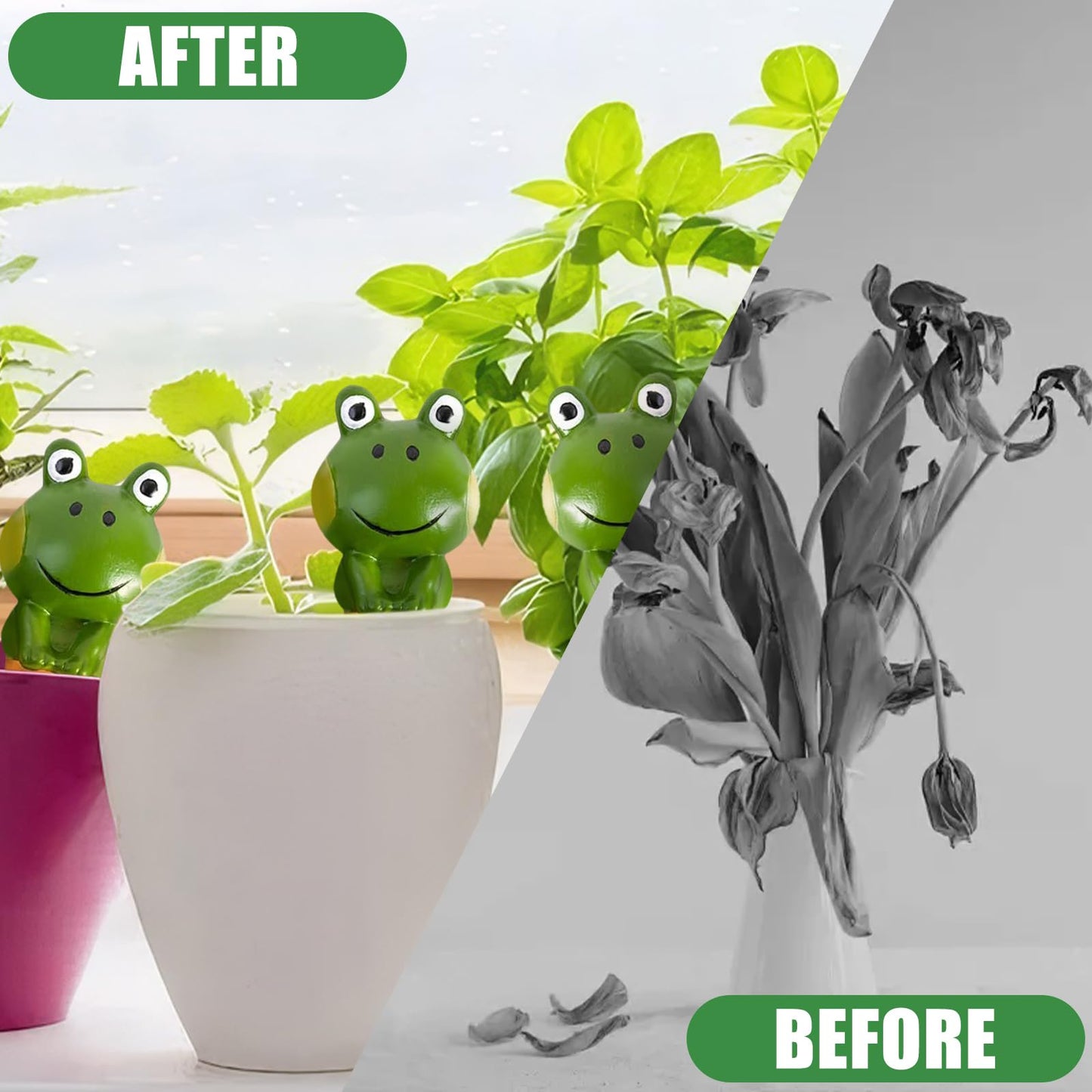 4PCS Terracotta Self Watering Spikes, Frog Shaped Self Watering Globes, Slow Release Self Watering Planter Insert, Plant Watering Globes for Indoor and Outdoor Plants
