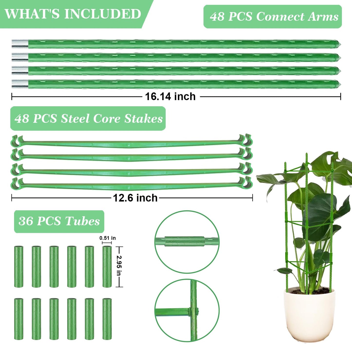 Moirsunt 66Inch Tall Tomato Cage for Garden, 4Pack Plant Support Heavy-Duty Garden Stakes, Tomato Trellis for Potted Plants, Height Adjustable Tomato Cage Trellis for Climbing Plants Flowers