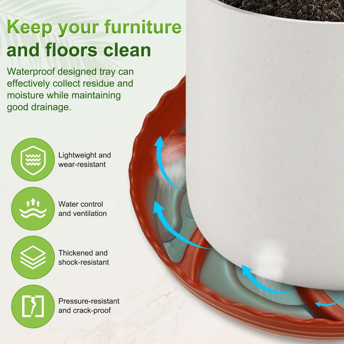 M METERXITY 4-Pack Plant Saucer, 8.3 Inch/21 cm Plastic Plant Trays Thicker for Pots/Indoor/Outdoor/Water Drainage and Protection, Flowerpot Drip Tray [Red]