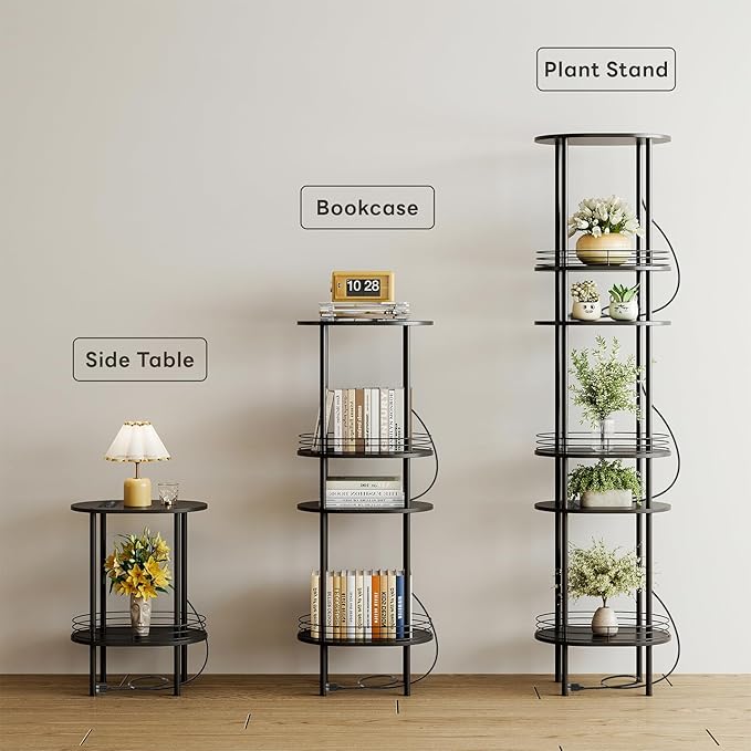 DGSANDGO Side Table with Charging Station, Side Tables Living Room, Nightstand