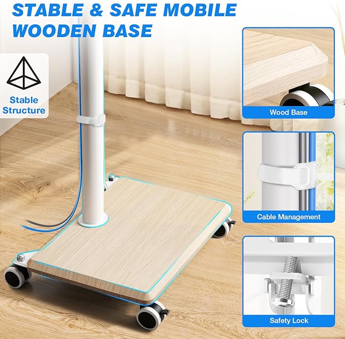 Rfiver Rolling TV Stand for 32 to 55 60 Inch TVs up to 88lbs, Height Adjustable