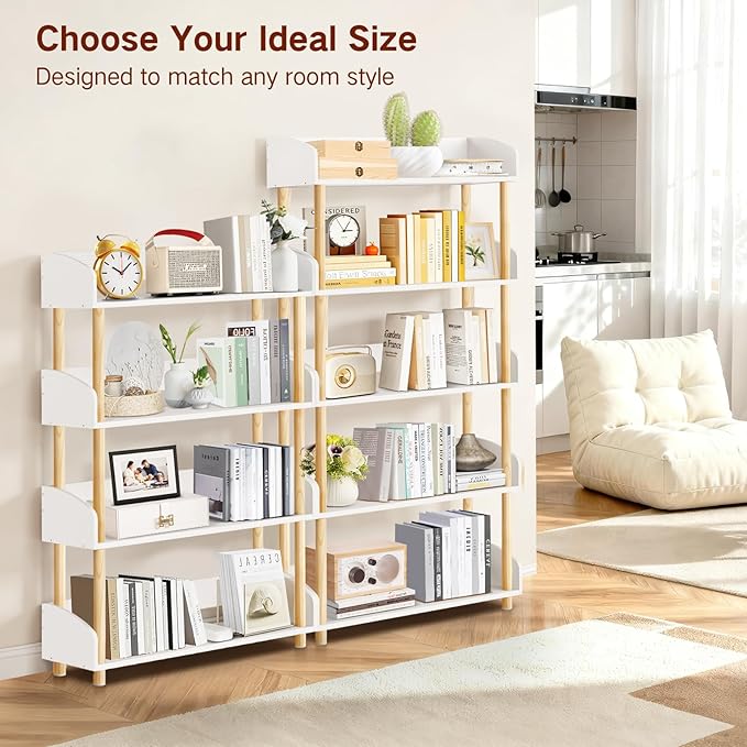 5-Tier Wooden Bookshelf, Modern Open Bookcase