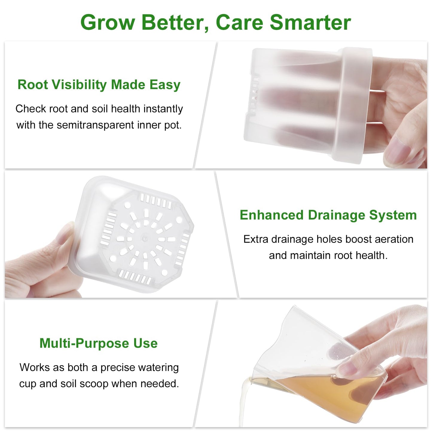 softum 8 Pack 4" Self Watering Pots for Indoor Plants, Clear Plastic Propagation Cups with Wick and Plant Labels for Cuttings, Seedlings, Herb, African Violet