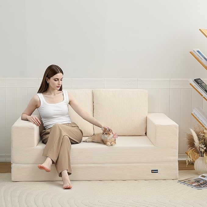 COMAX Convertible Sofa Bed Queen, Folding Fold Out Couch Bed, Floor Futon Couch