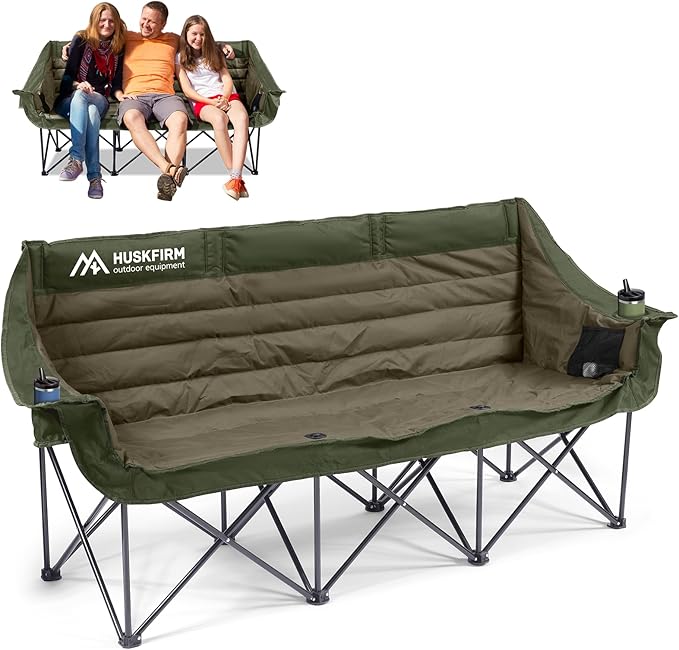Huskfirm 3 Person Camping Chairs Folding Double Camping Chair Portable