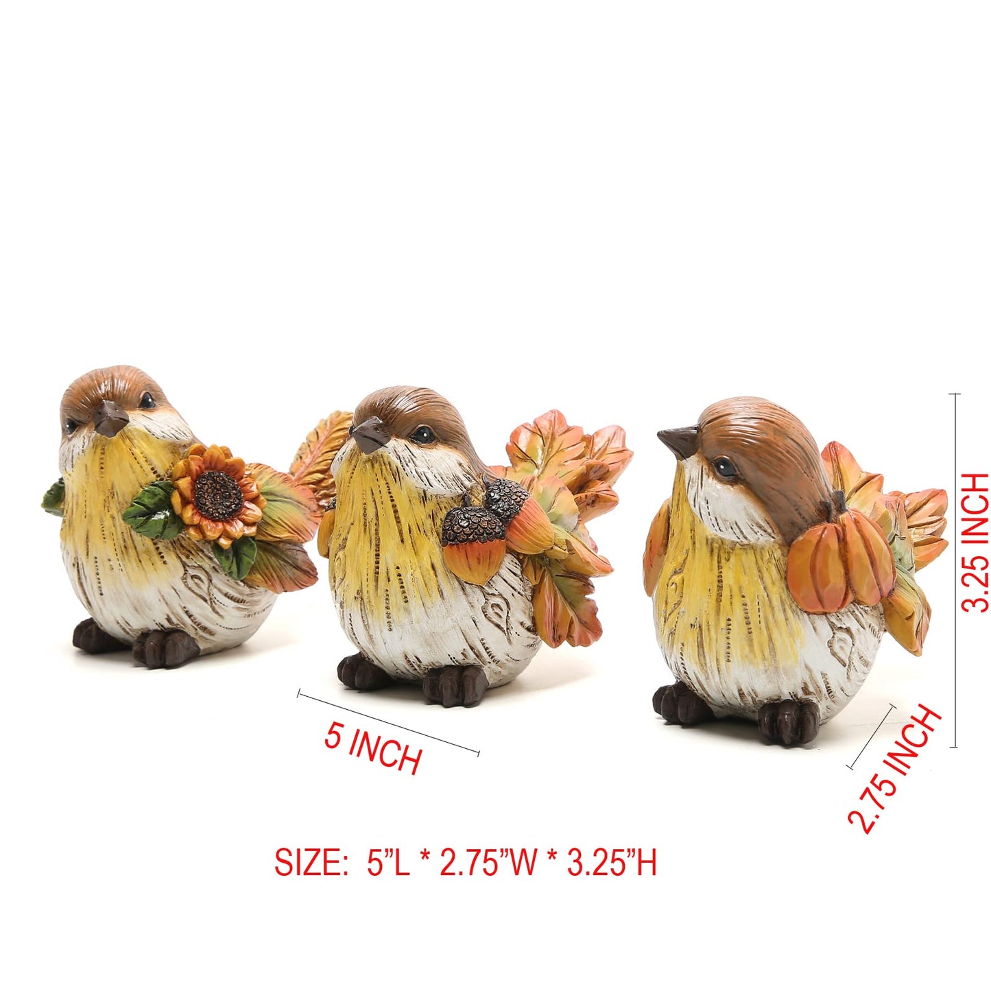 Hodao 3.5 in Height Fall Thanksgiving Pumpkin Birds Decorations Handmade Birds for Fall Decor Gift - Thanksgiving Party Home Kitchen Table Decorations - Autumn Gift