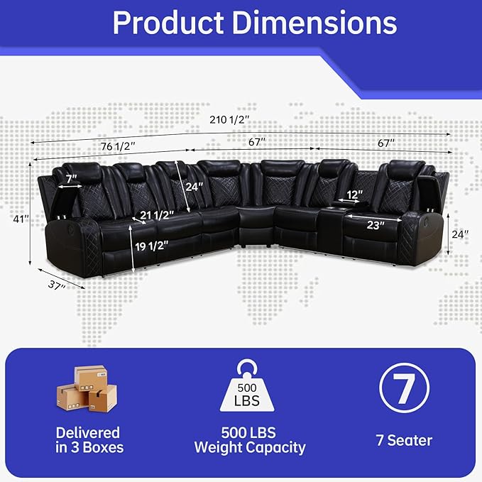 Power Reclining Leather Sectional Couch
