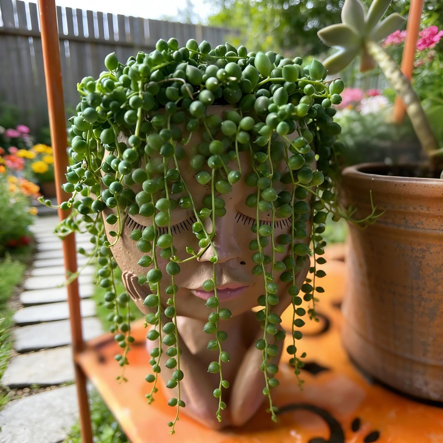 Cute Plant Pots -Face Planters Pots Head Flower Pot,Succulent & Cactus Christmas Planters with Drainage Hole,Creative Home Gardening Decor Plant Gifts for Plant Lovers,Women,Mom,Teacher (Brown)