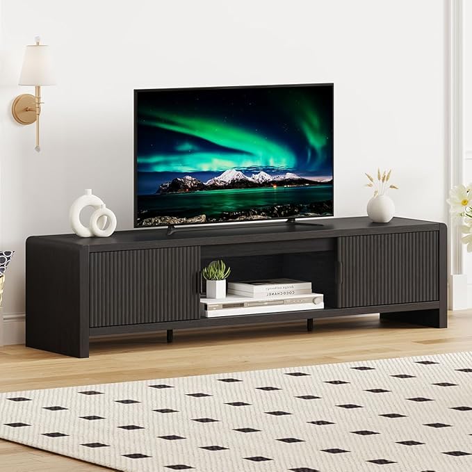 FATORRI TV Stand for 75/65/55 Inch TVs, Mid Century Modern Entertainment Center
