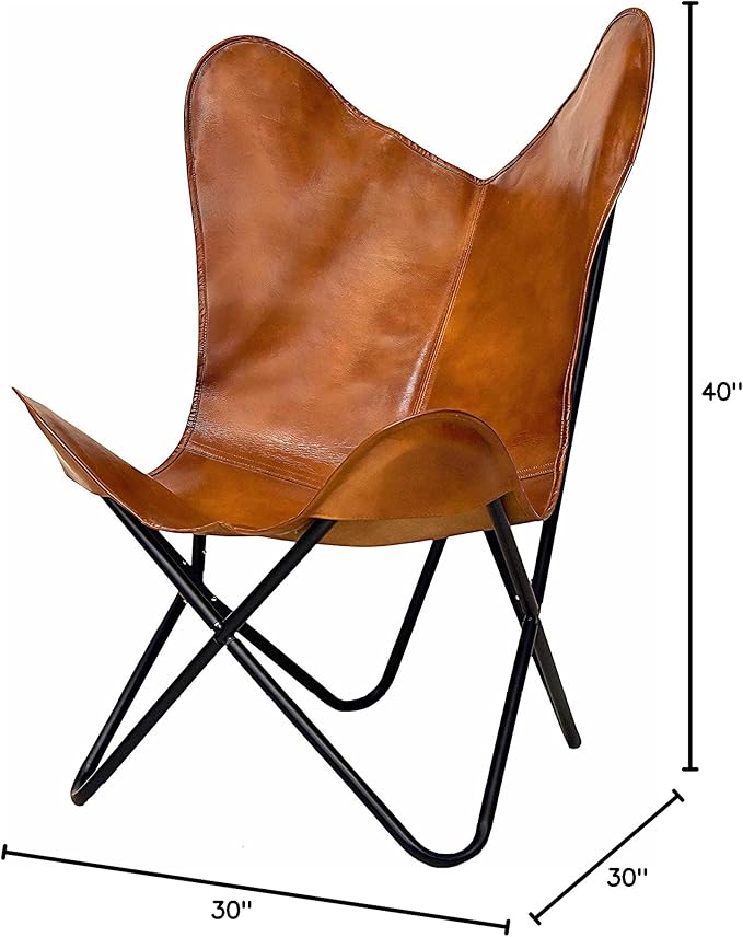 cuero Handmade Living Room Buffalo Leather Chair, Home-Decor, Butterfly Chair