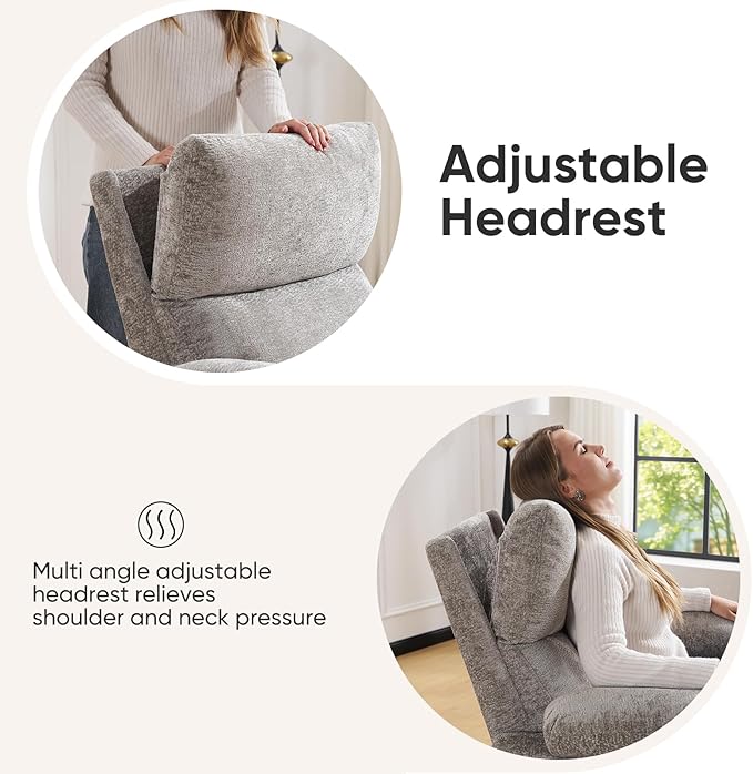 Swivel Rocker Recliner with Adjustable Armrests, Rocking Nursery Chair with