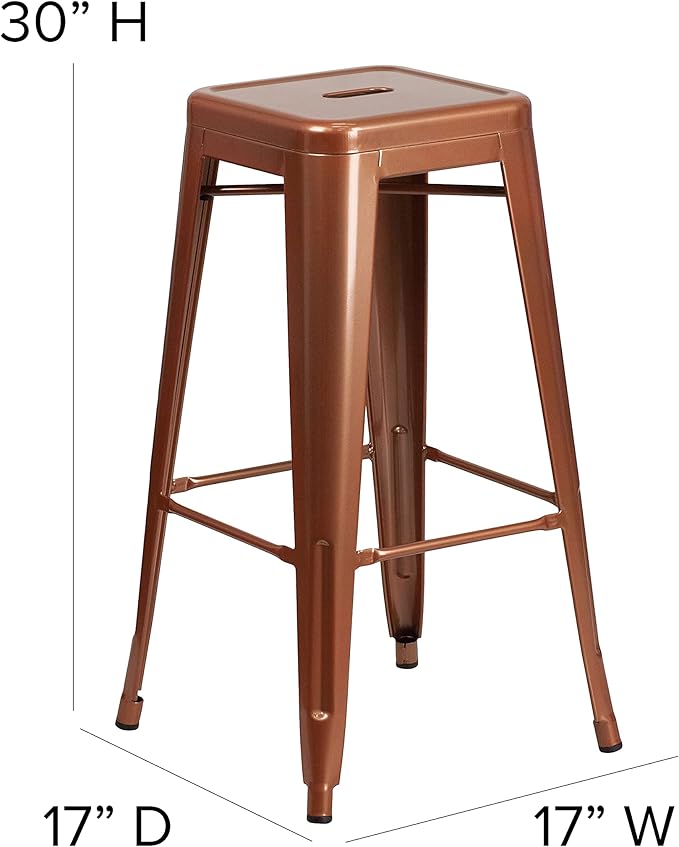Flash Furniture Commercial Grade 30" High Backless Copper Indoor-Outdoor