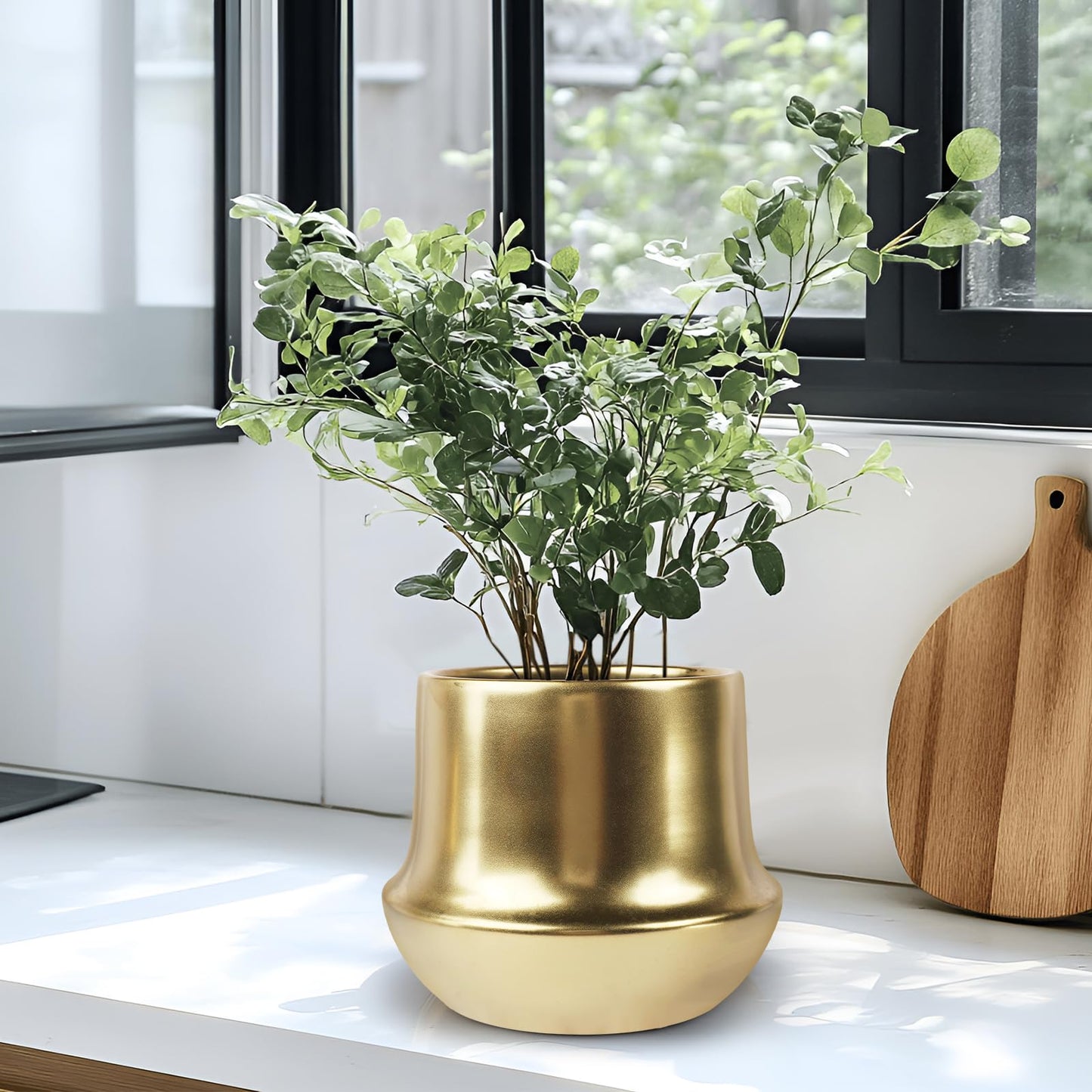 Decor Trends Brass Gold Plant Pot Indoor Planter Small Flower Pot 6 inch Ceramic Plant Flower Pot Container Decorative Gold Pots for All House Plants ,Succulents,Flowers and Cactus, Small 5.9‘’