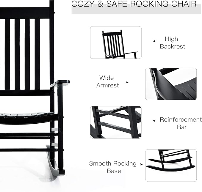 Outsunny Outdoor Rocking Chair, Patio Wooden Rocking Chair